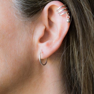 Silver ear cuff no piercing, Cartilage hoop with small charm, Conch earring gift for her, Boho earrings, Festival accessories, Wrap earrings