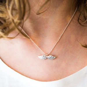 Dainty Sterling Silver Angel Wing Necklace: Communion Gift