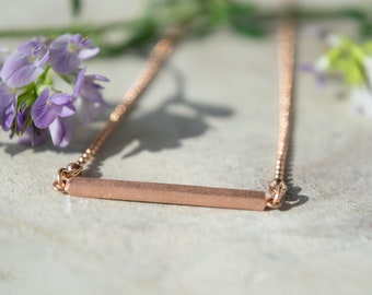 Rose gold bar necklace, Dainty minimalist necklace, Simple bar necklace, Layered chain necklace, Geometric necklace, Delicate gold jewelry