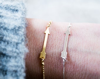 Sterling Silver Arrow Bracelet: Dainty Boho Friendship Jewelry