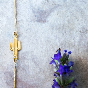 Pulseira de cacto dourada: prata esterlina boho delicada
