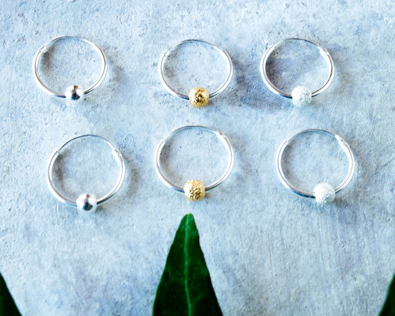 Silver Small Hoop Earrings With Charm Trendy Sleeper Etsy