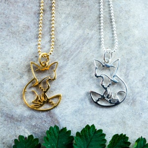 Fox necklace, Fox charm necklace, Silver fox jewelry, Fox totem, Fox gift for women, Gold fox pendant choker, Cute fox necklace, Ccc7b/40e