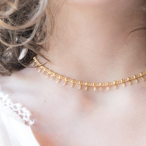 Dainty Gold Choker Necklace: Boho Layered Mini Charm Chain