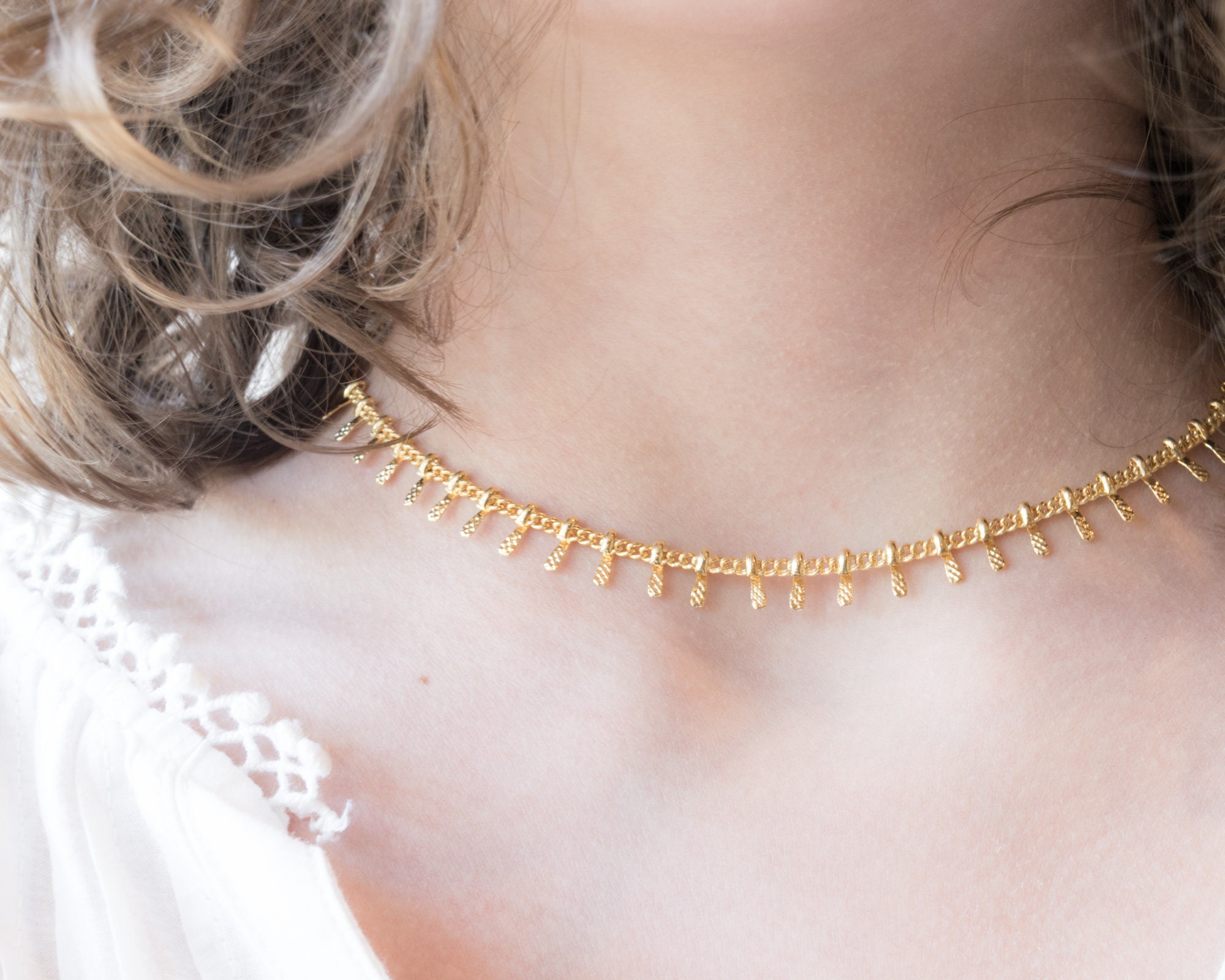 Dainty gold choker necklaces for women Boho gold chain | Etsy