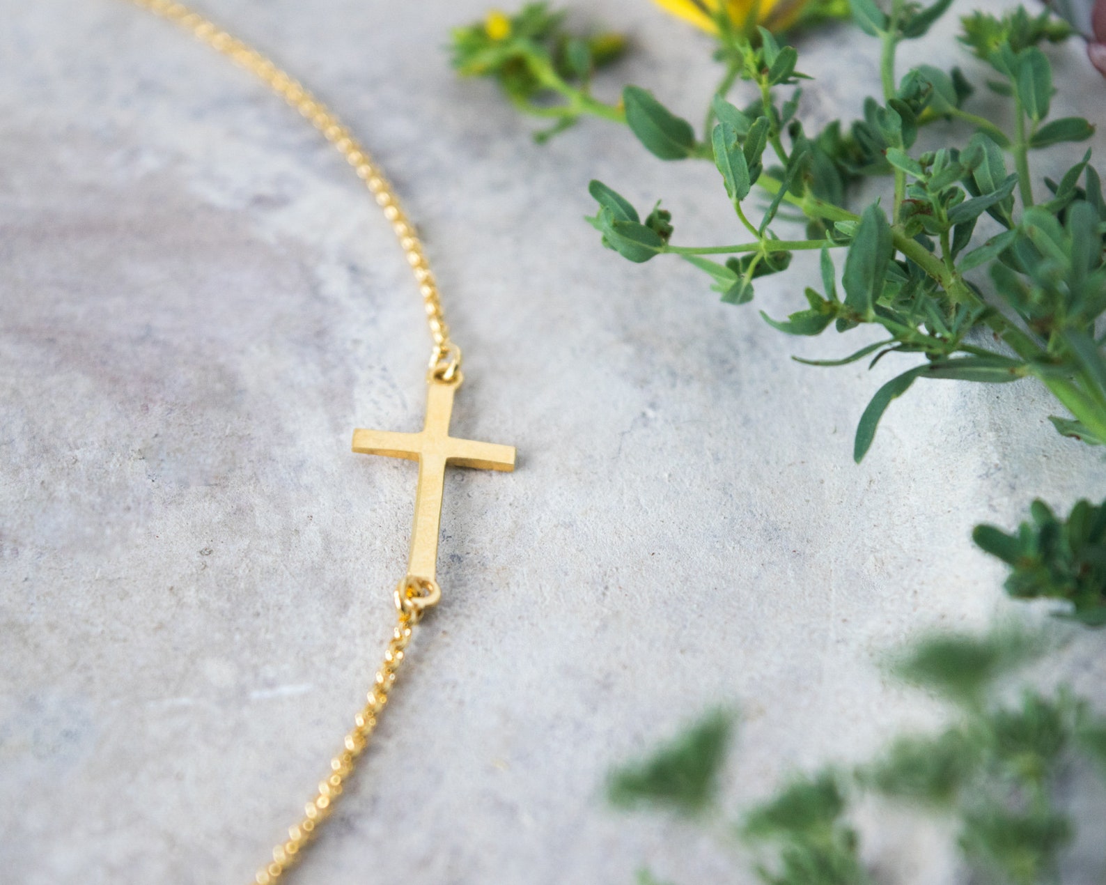 Gold sideway cross necklace Simple meaning christmas gift for Etsy