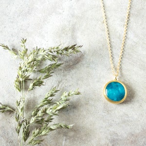 Dainty jade necklace, Boho blue stone necklaces for women, Jade jewelry gift for her, Gold necklace with jade pendant, Coin necklace