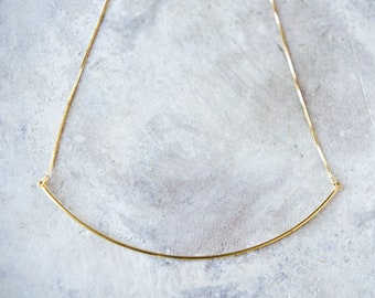 Gold Plated Bar Necklace: Delicate Layering Jewelry