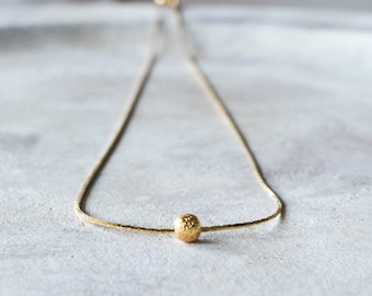 Dainty Gold Bead Choker: Delicate Layered Necklace