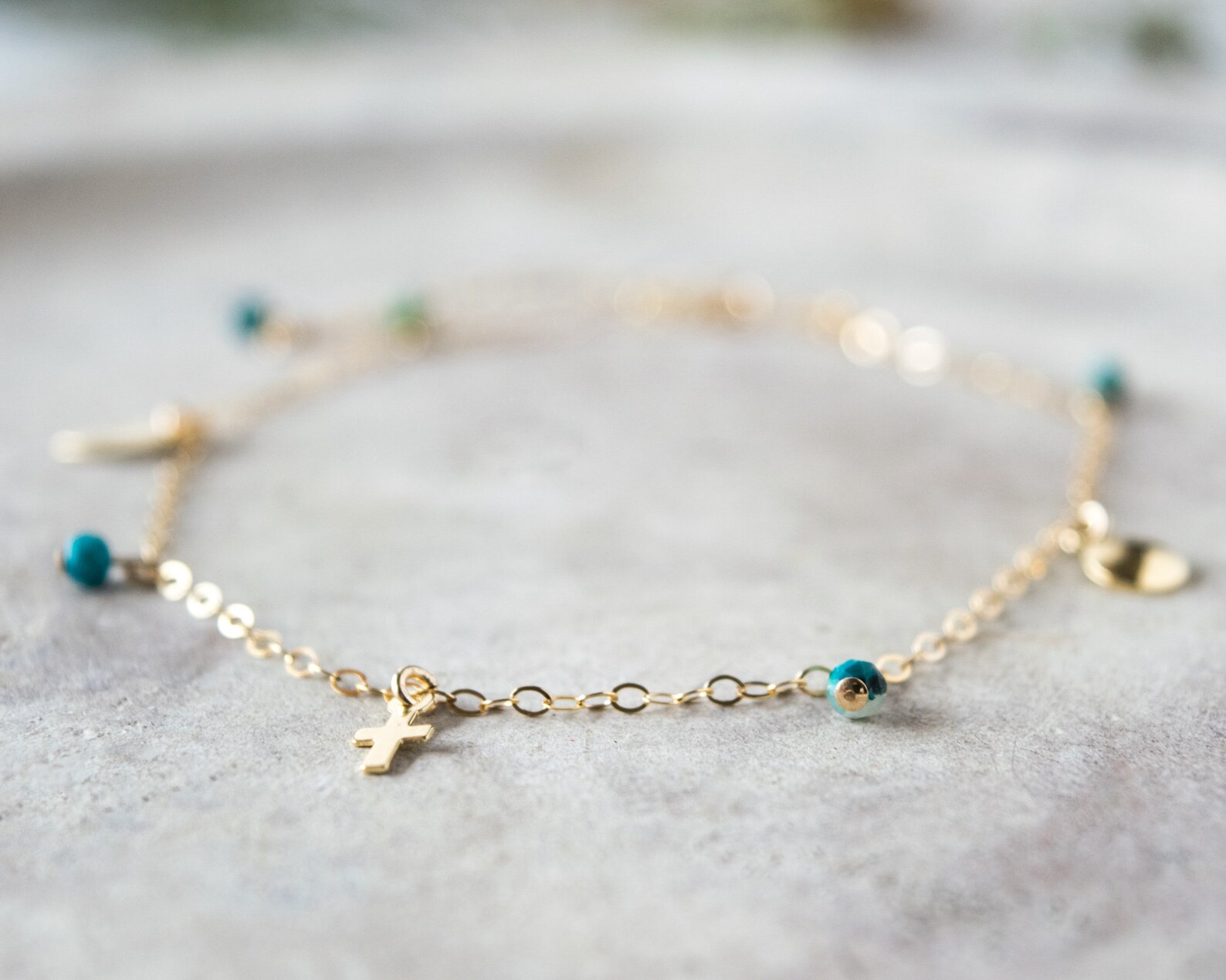 Gold Filled Anklet Bracelet With Charms Gold Bohemian Etsy