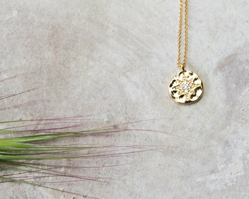 Delicate vintage star necklace Layered star choker necklaces for women Dainty gold coin necklace with cz star Boho medallion pendant