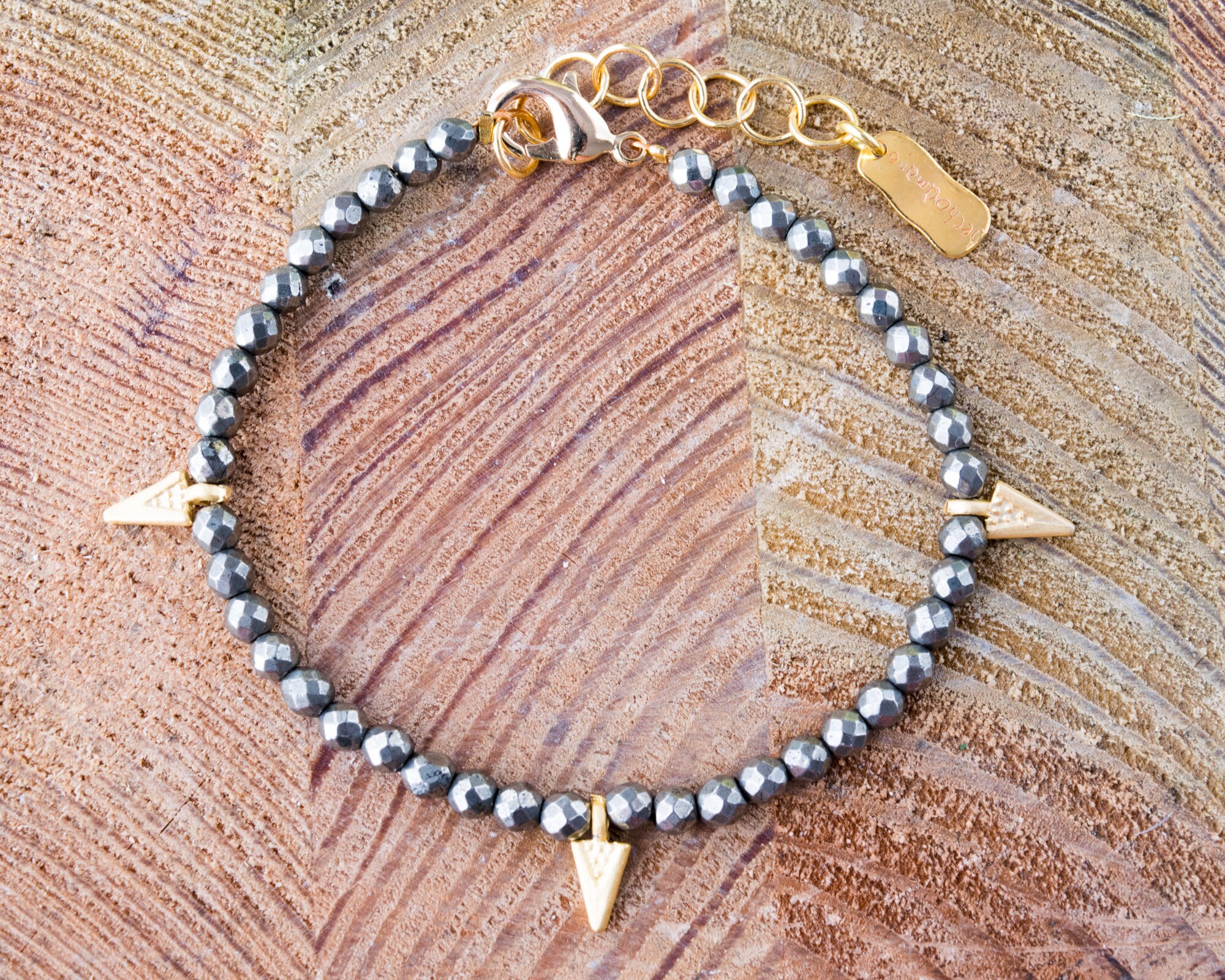 Safety Pin and Spike Bracelet | Gold, Brooklyn Jewelry 7.5 Wrist (M)