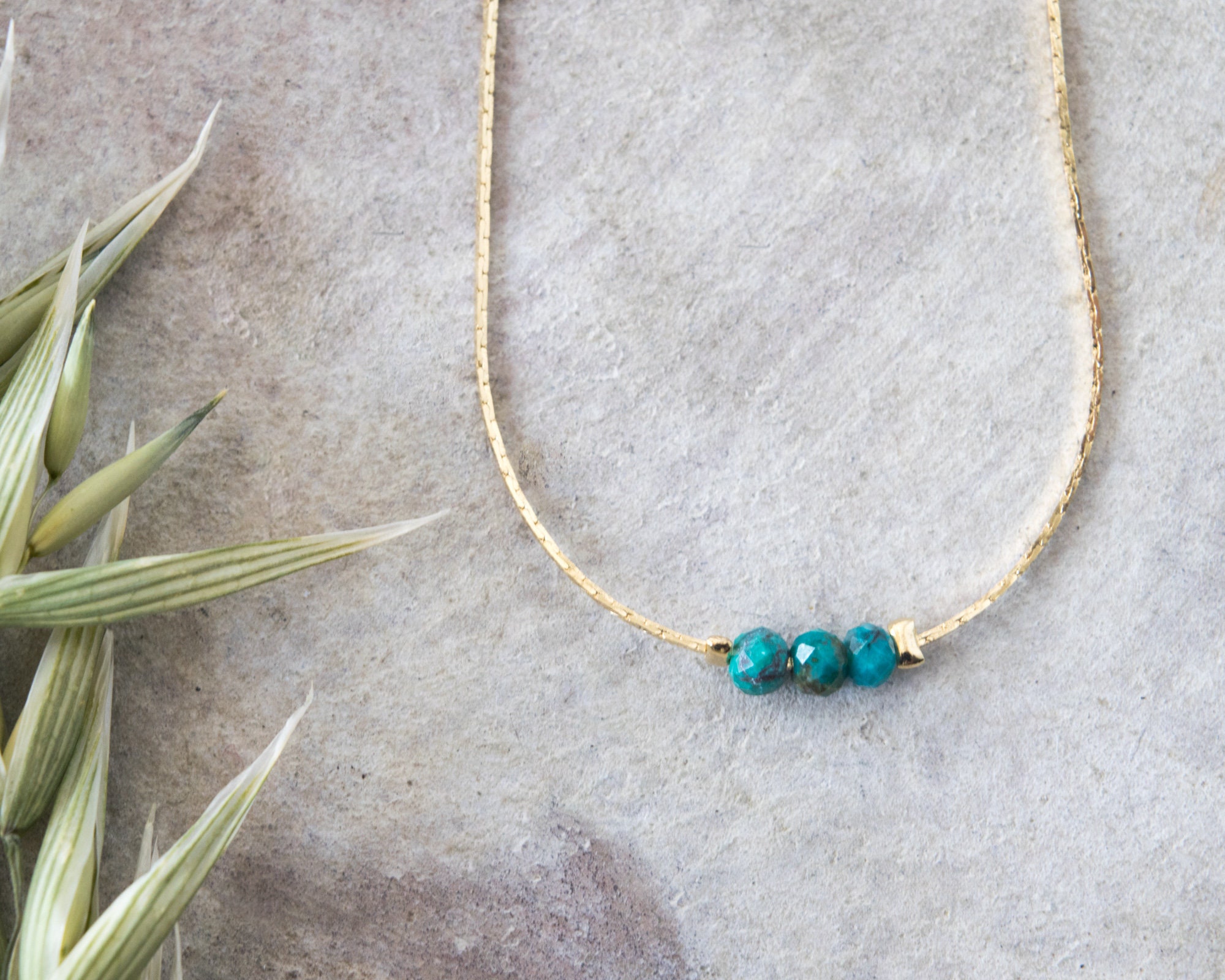 Minimalist Gemstone Necklace Turquoise Beaded Choker | Etsy