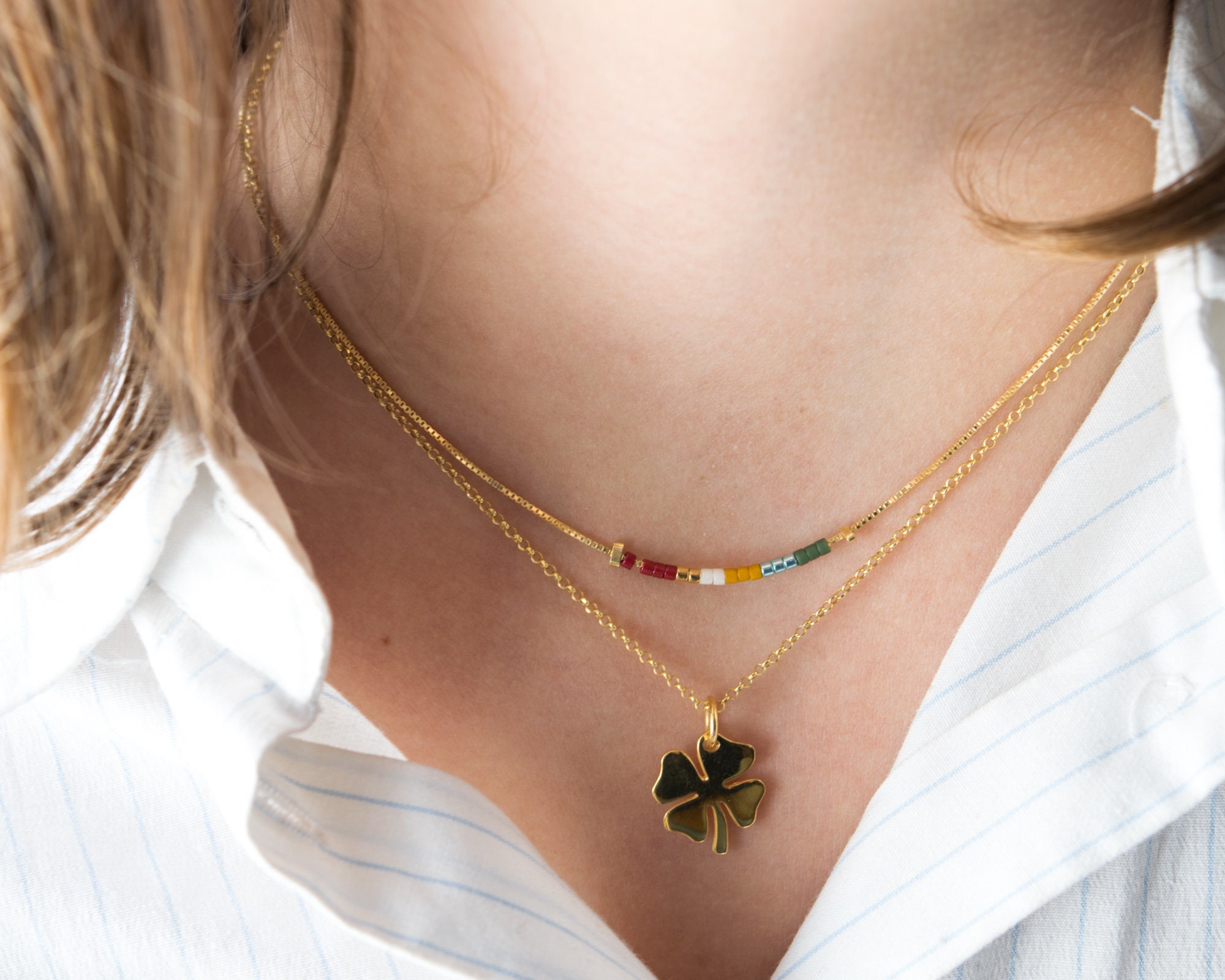 Collana Portafortuna18 Carati Placcato Oro Regalo Donna