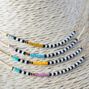 Delicate beaded necklaces for women, Dainty rainbow choker necklace, Boho layered necklace with tiny beads, Trendy necklace gift for her image 10