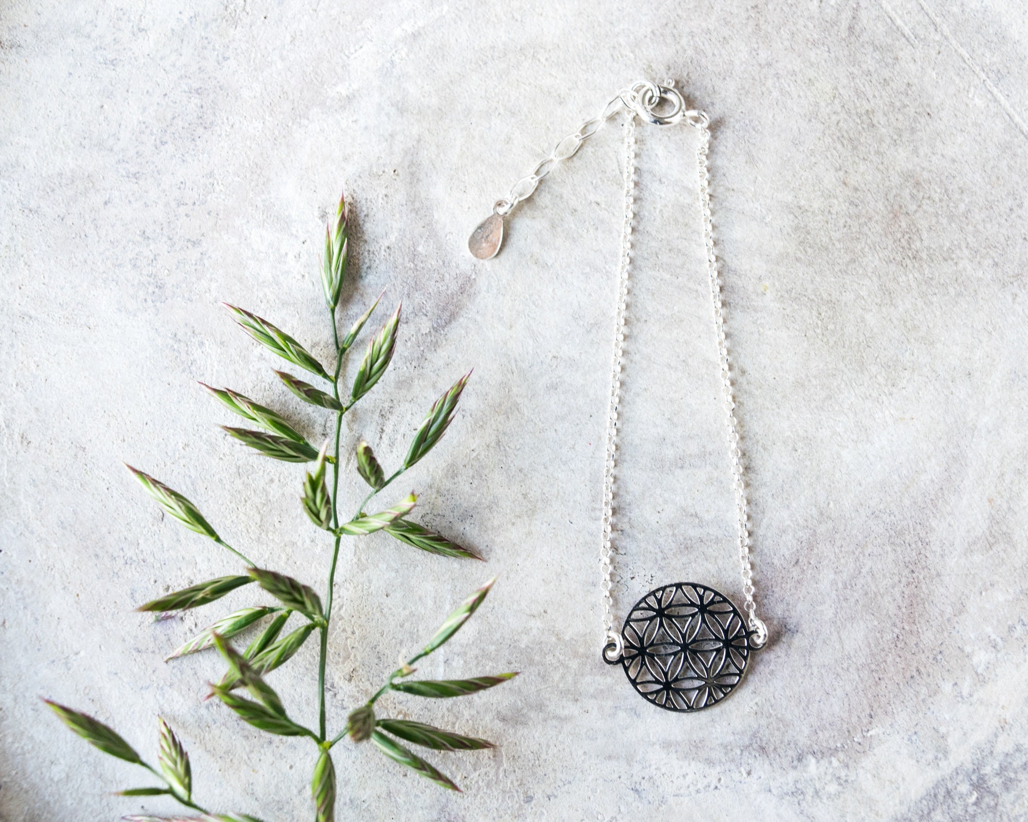 Sterling Silver Seed of Life Bracelet: Sacred Geometry Mandala Jewelry