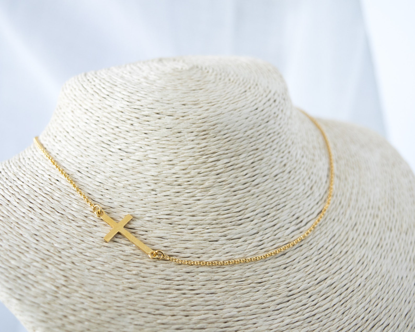 Gold Sideway Cross Necklace Simple Meaning Christmas Gift for Etsy