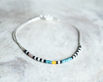 Sterling Silver Seed Bead Bracelet: Dainty Boho Multi Chain