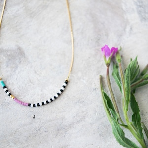 Delicate beaded necklaces for women, Dainty rainbow choker necklace, Boho layered necklace with tiny beads, Trendy necklace gift for her J