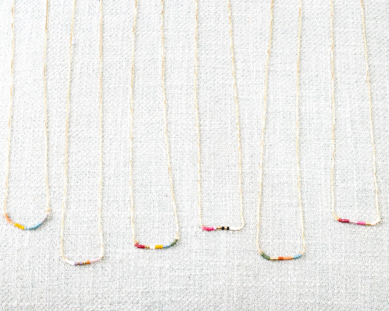 Delicate beaded necklaces for women, Dainty rainbow choker necklace, Boho layered necklace with tiny beads, Trendy necklace gift for her image 9