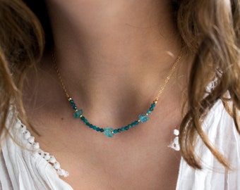 Raw Apatite Choker: Dainty Gold Filled Gemstone Necklace