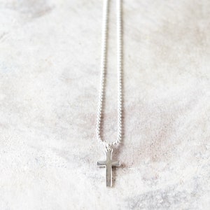 Dainty silver cross necklace for women, Sterling silver first communion gift girls, Tiny cross choker necklace, Crucifix pendant necklaces