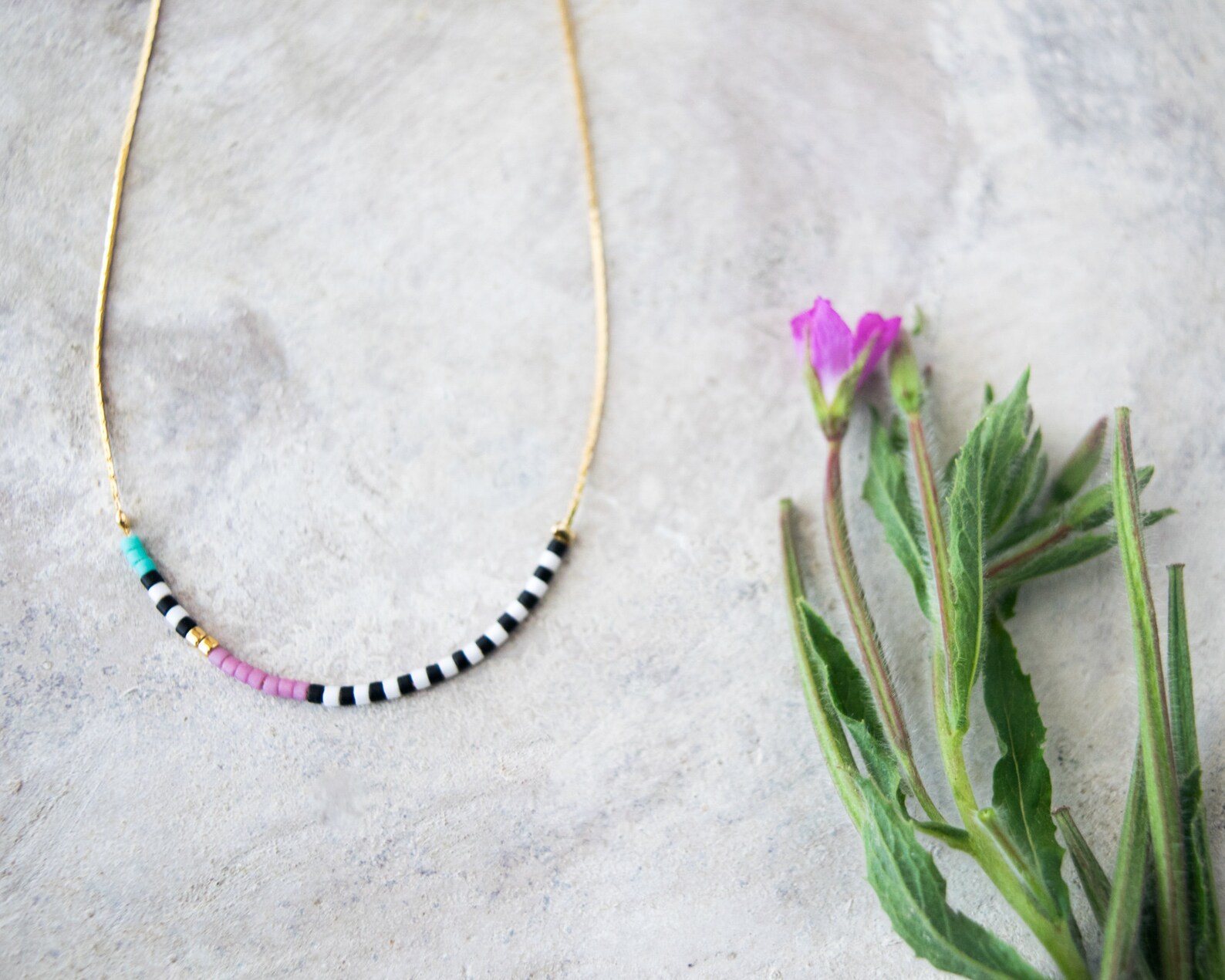 Delicate Gold Choker Necklace With Tiny Turquoise Beads Etsy