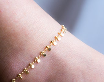 Gold anklets for women, Boho coin anklet bracelet, Dainty anklet bracelets with charms, Summer jewelry, Gold plated chain anklet bracelet