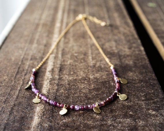 Collar de rubíes con mini monedas oro collares de - Etsy España