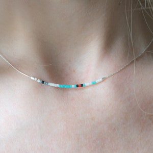 Dainty Sterling Silver Seed Bead Choker: Boho Layered Necklace