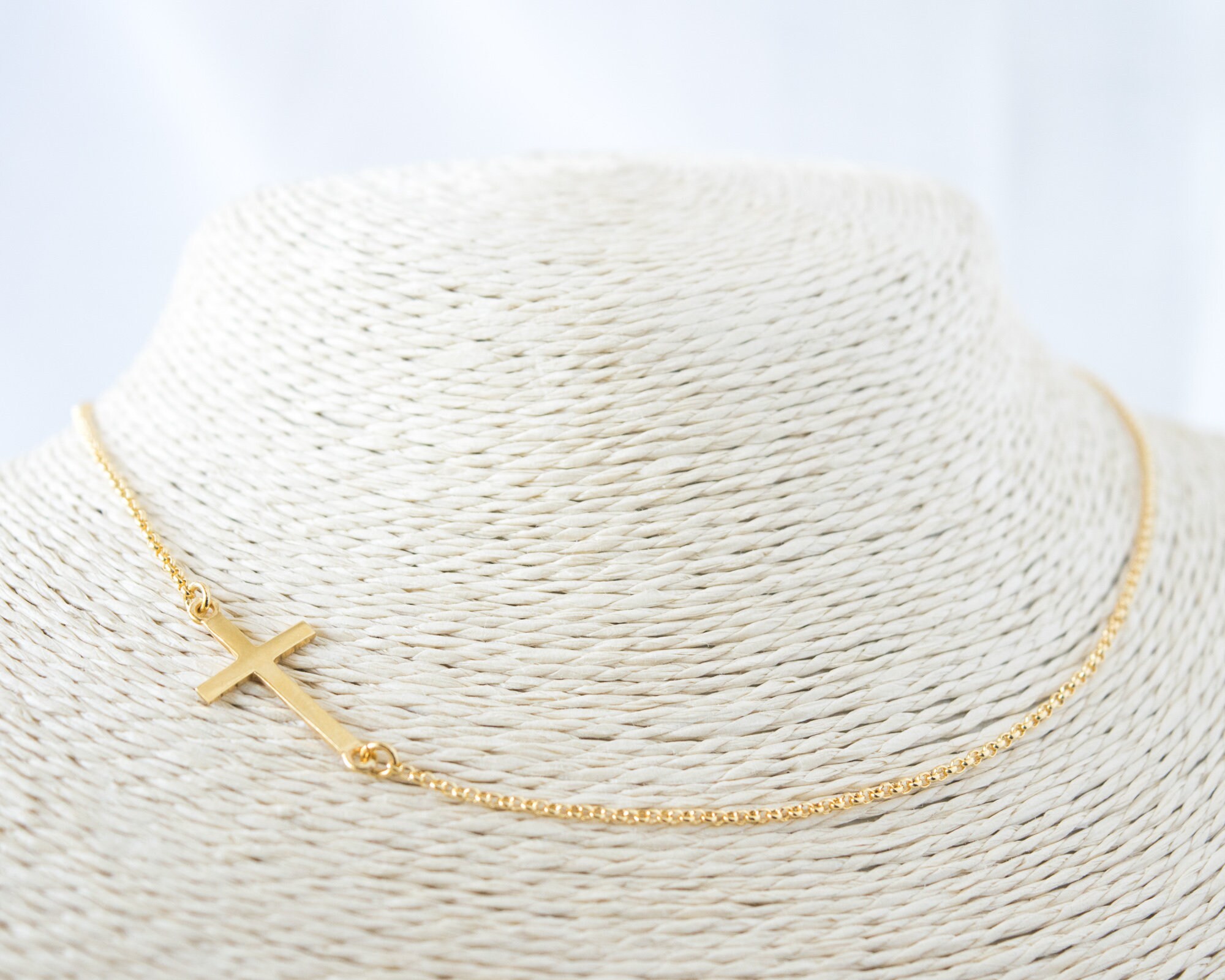 Gold sideway cross necklace Simple meaning christmas gift for Etsy