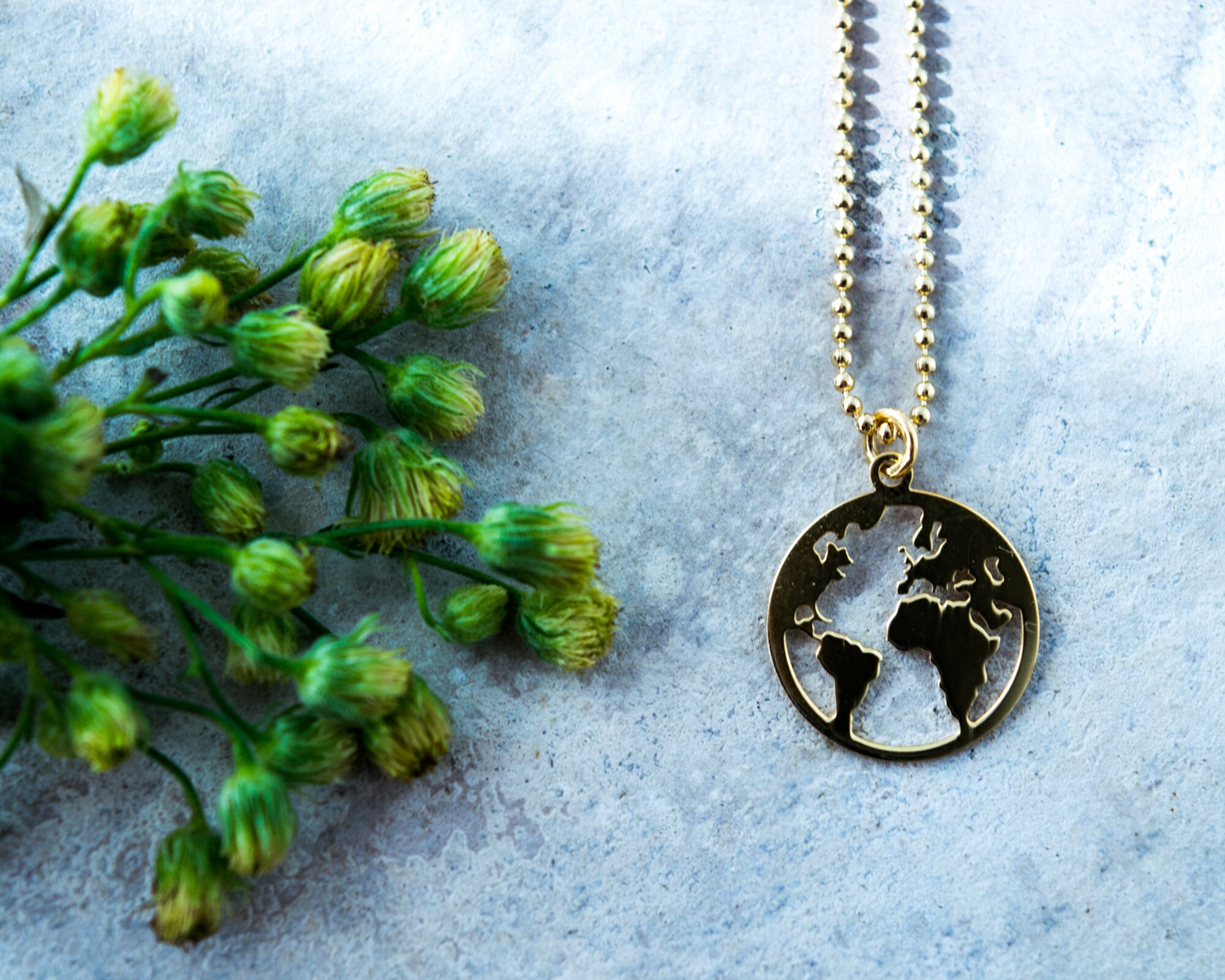 Globe Necklace World Map Necklace Dainty Necklace Sterling Etsy