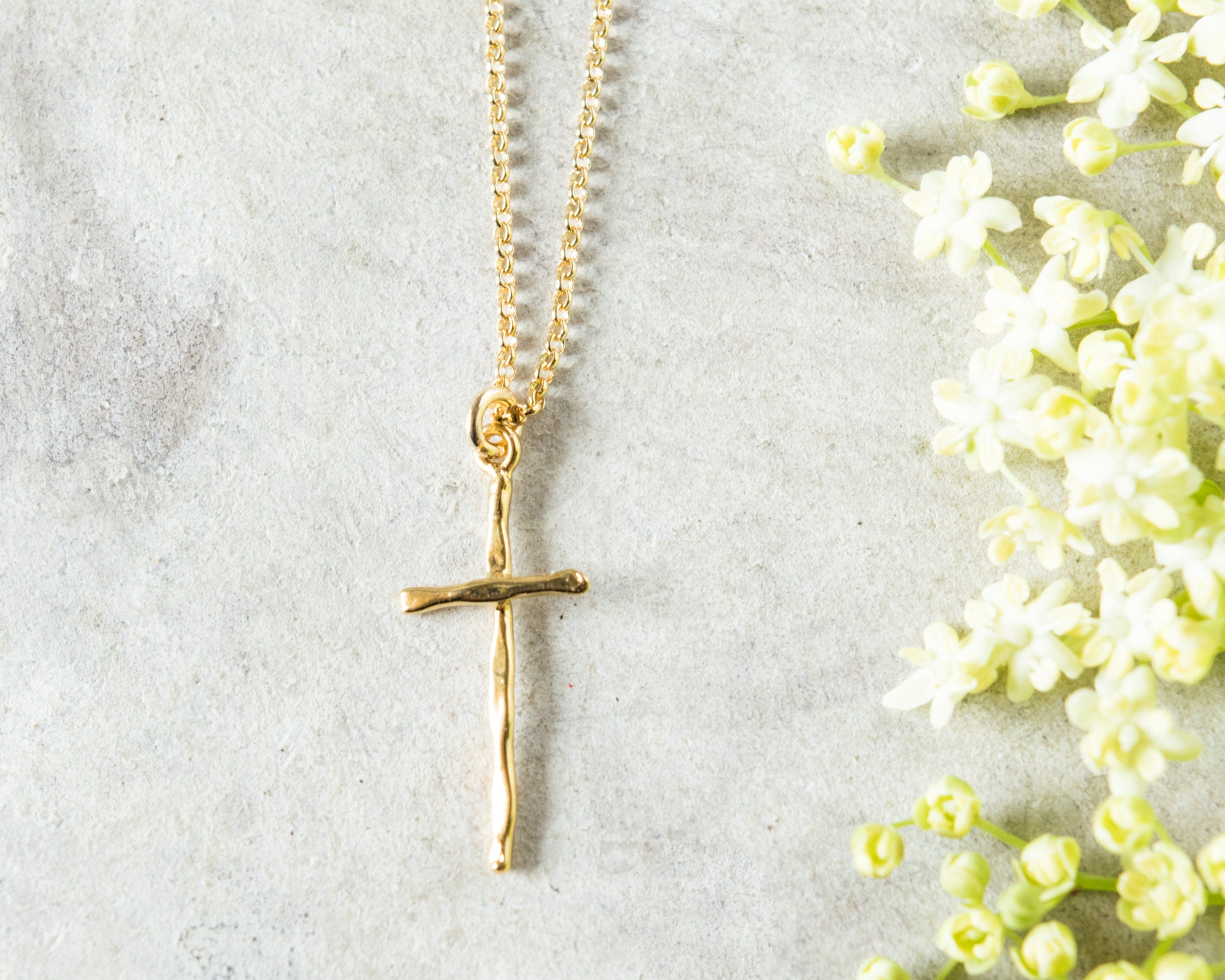 Simple Gold Cross Necklace Dainty Pendant Necklaces for Etsy UK