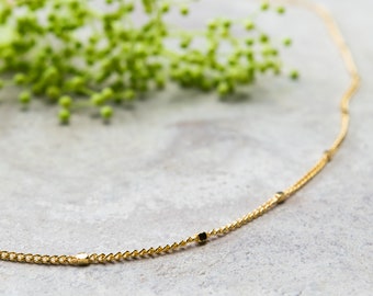 Dainty Gold Beaded Choker Necklace: Thin Satellite Chain