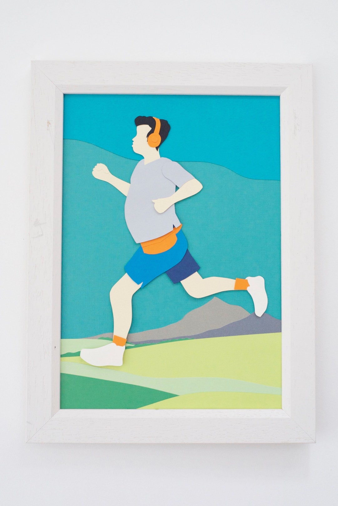 Casual Runner Hand Cut Card Art Etsy