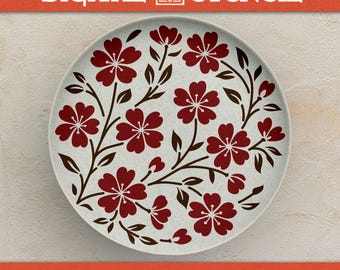 Cherry blossom Pattern Plate Glaze Stencil -  Hand-Drawn Pottery Underglaze & Texture Template