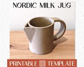 Patroon en instructies voor het maken van een Scandinavische melkkan van aardewerk, inclusief printbare digitale download.