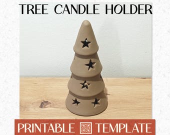 Tree Candle Holder Template PDF Pattern + Instructions, DIY Printable A4 & US Letter Digital Download