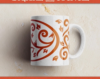 Plantilla para esmalte de tazas con remolinos caprichosos - Plantilla de textura y bajo vidriado para cerámica dibujada a mano