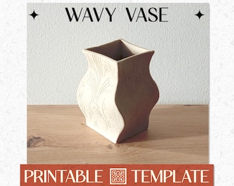 Wavy Vase Slab Pottery Template PDF + Instructions, DIY Printable A4 & US Letter Digital Download