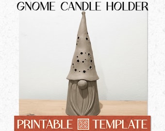 Scandinavian Gnome Candle Holder Slab Pottery Template PDF & Instructions, DIY Printable Digital Download