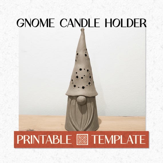 Scandinavian Gnome Candle Holder Slab Pottery Template PDF & Instructions, DIY Printable Digital Download