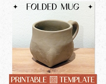 Folded Slab Mug Template PDF Pattern + Instructions, DIY Printable A4 & US Letter Digital Download