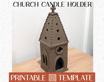 Gothic Kirche Kerzenhalter Vorlage PDF Muster + Anleitung: Printable A4 & US Letter Digital Download