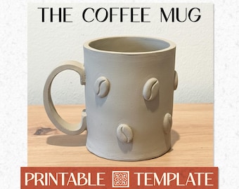 Coffee Mug Slab Template PDF Pattern + Instructions, DIY Printable A4 & US Letter Digital Download