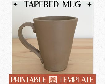 Tapered Slab Mug Template PDF Pattern + Instructions, DIY Printable Digital Download