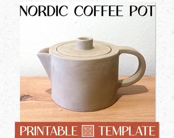 Sjabloon voor een Scandinavische koffiepot van aardewerkplaten (PDF) + instructies, zelf te printen digitale download