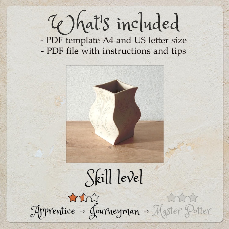 Wavy Vase Slab Pottery Template PDF + Instructions, DIY Printable A4 ...