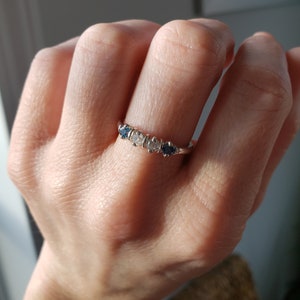 Genuine Moissanite Diamond 3mm Vivid Blue and White 4 Stone Size 7 Ring