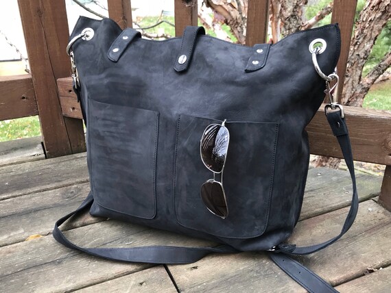 real leather tote